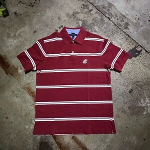 Men's Burgundy WSU Striped Polo Shirt